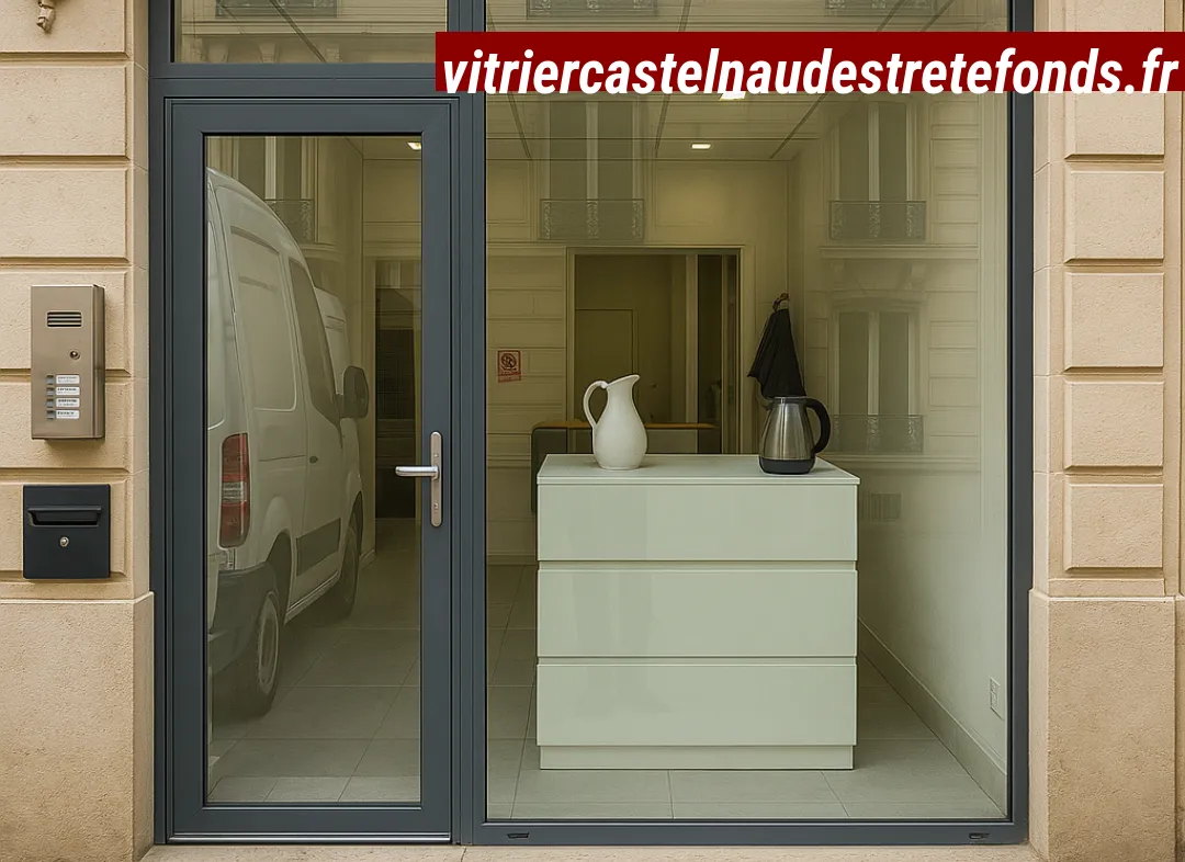 Façade vitrine de magasin en aluminium sur mesure à Castelnau-d'Estrétefonds